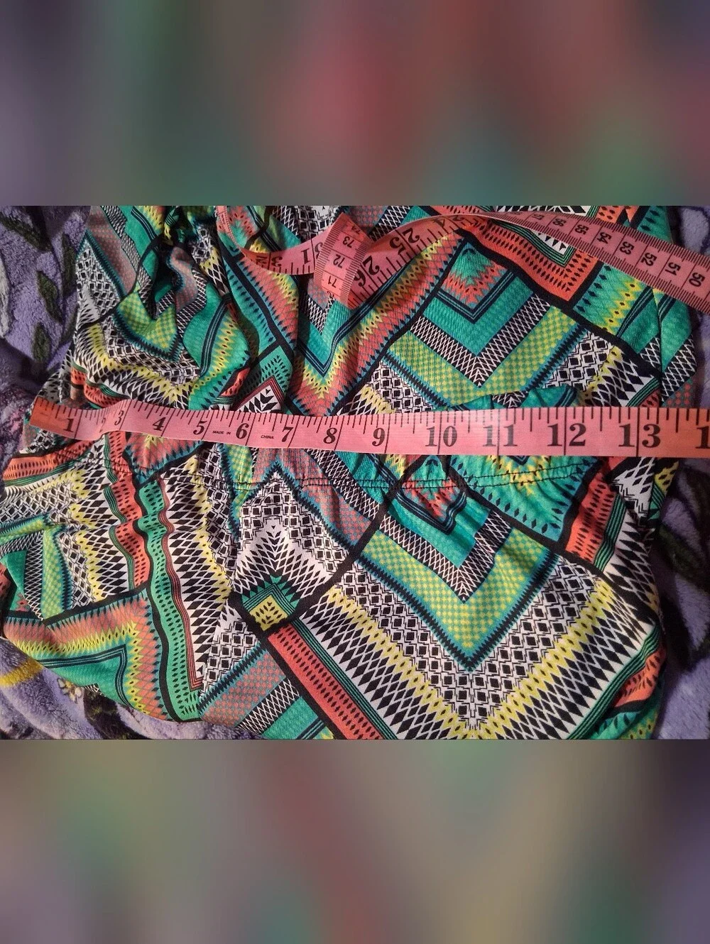 Patterned Wide-Leg Palazzo Trousers in Teal, Coral & Yellow - Picture 3 of 6